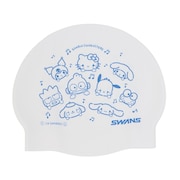 (メンズ、レディース)スイムキャップ 水泳 シリコーンキャップ サンリオ 白 SA-7SC2 W スイミングキャップ 水泳帽 シリコン