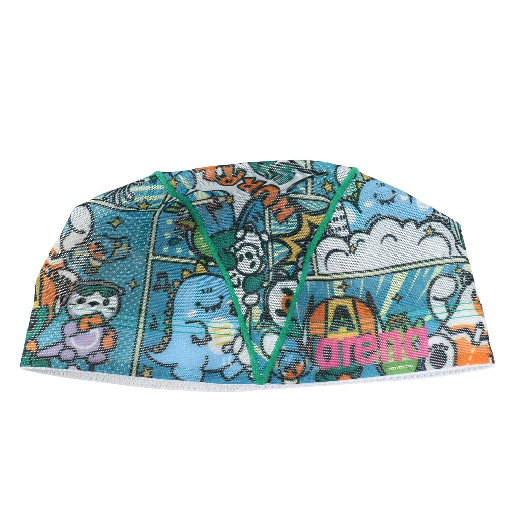 アリーナ（ARENA）（メンズ、レディース）スイムキャップ 水泳 メッシュキャップ 緑×青 M-Lサイズ(50-59cm) AS5FSC57U GRBL スイミングキャップ