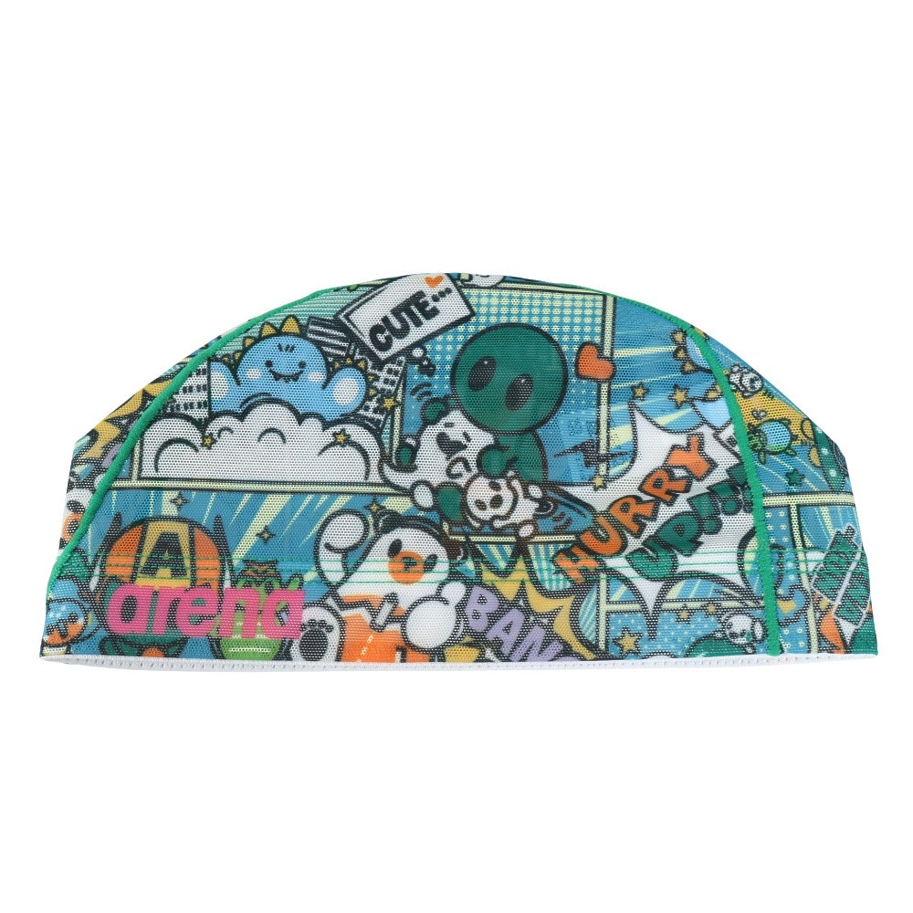 アリーナ（ARENA）（メンズ、レディース）スイムキャップ 水泳 メッシュキャップ 緑×青 M-Lサイズ(50-59cm) AS5FSC57U GRBL スイミングキャップ