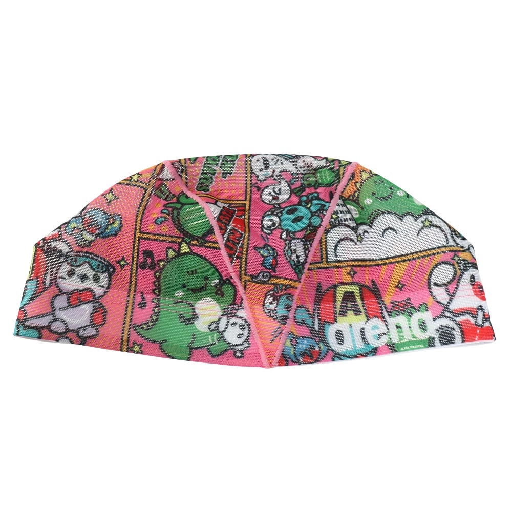 アリーナ（ARENA）（メンズ、レディース）スイムキャップ 水泳 メッシュキャップ ピンク×白 M-Lサイズ(50-59cm) AS5FSC57U PKWH スイミングキャップ