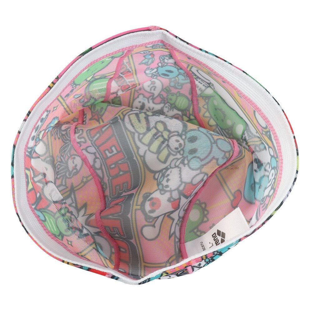アリーナ（ARENA）（メンズ、レディース）スイムキャップ 水泳 メッシュキャップ ピンク×白 M-Lサイズ(50-59cm) AS5FSC57U PKWH スイミングキャップ