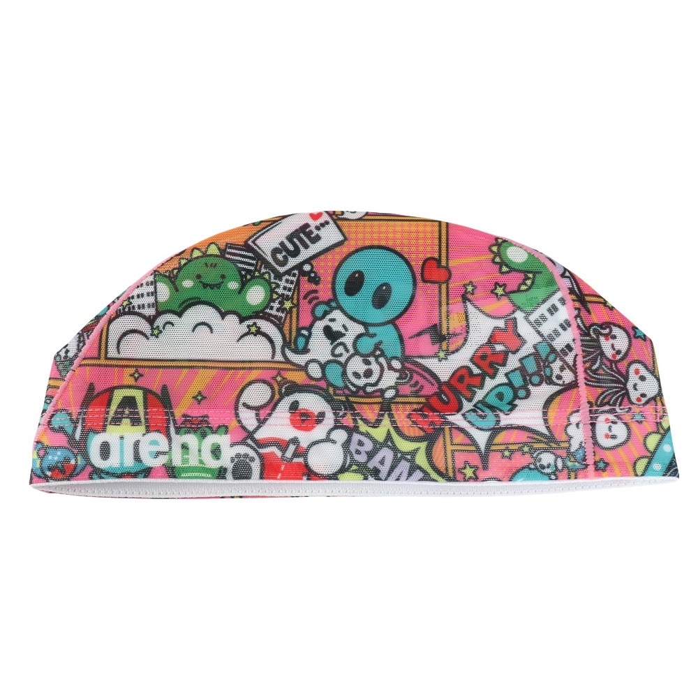 アリーナ（ARENA）（メンズ、レディース）スイムキャップ 水泳 メッシュキャップ ピンク×白 M-Lサイズ(50-59cm) AS5FSC57U PKWH スイミングキャップ