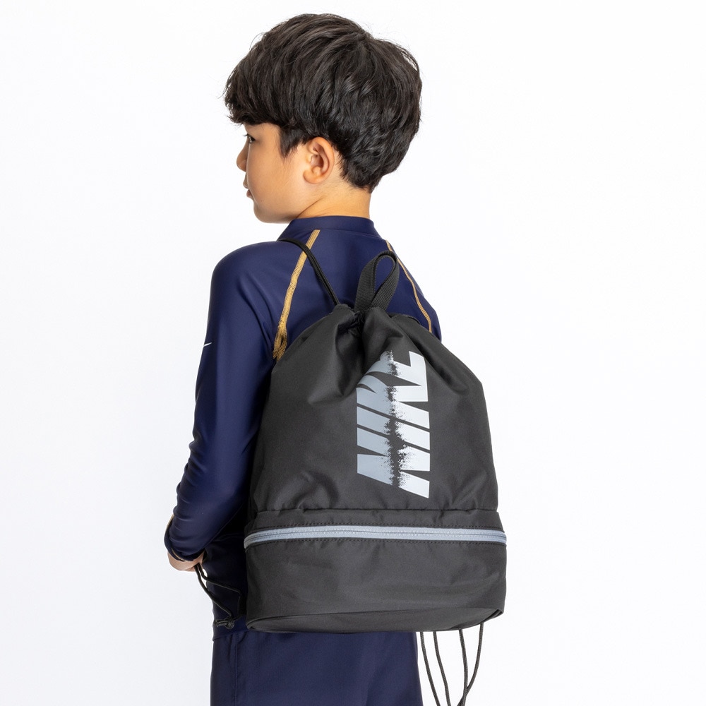 ナイキ（NIKE）（キッズ）水泳バッグ 2ルームプールバッグ 黒 14L 1994030-009 プールバッグ ネームタグ アスリート 部活 習い事 学生 学校 競技 競泳 