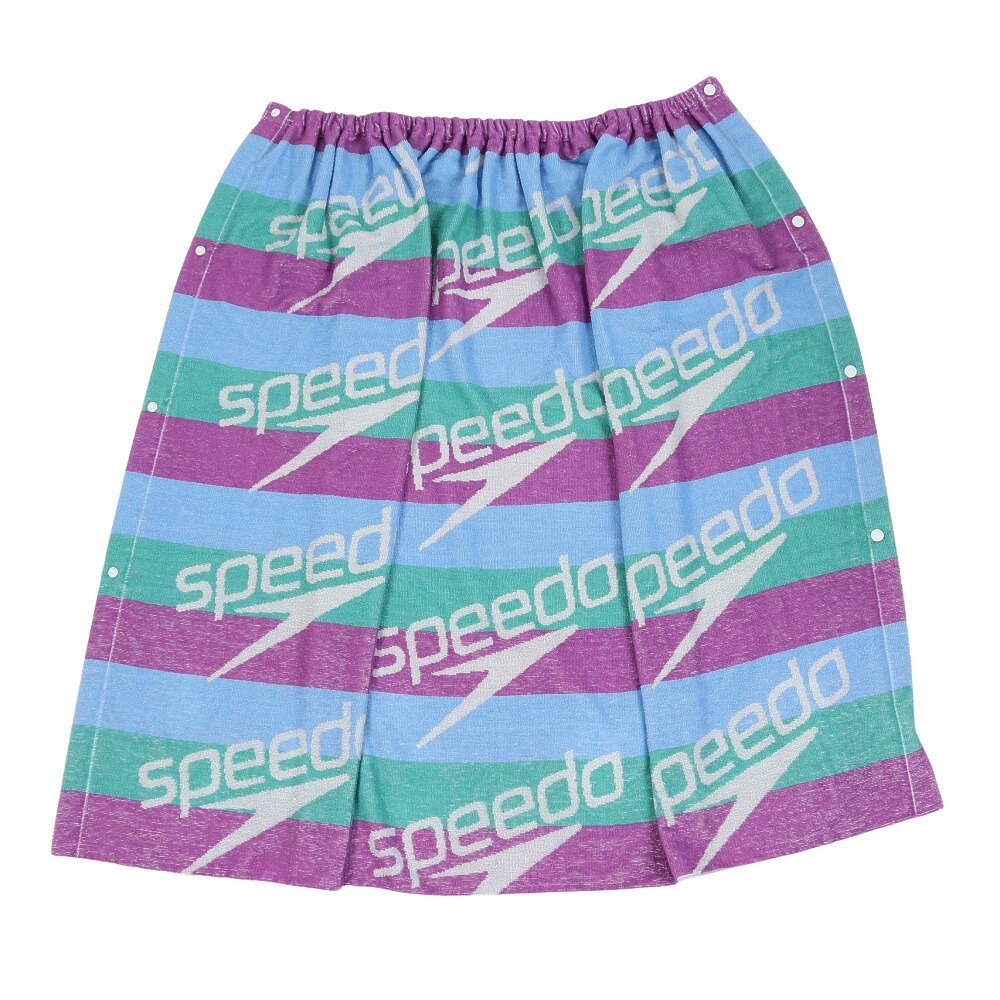 スピード（SPEEDO）（メンズ、レディース、キッズ）スイムタオル 水泳 タオル スタックボーダーラップタオル パープル SE62501 PU 巻きタオル  プールタオル