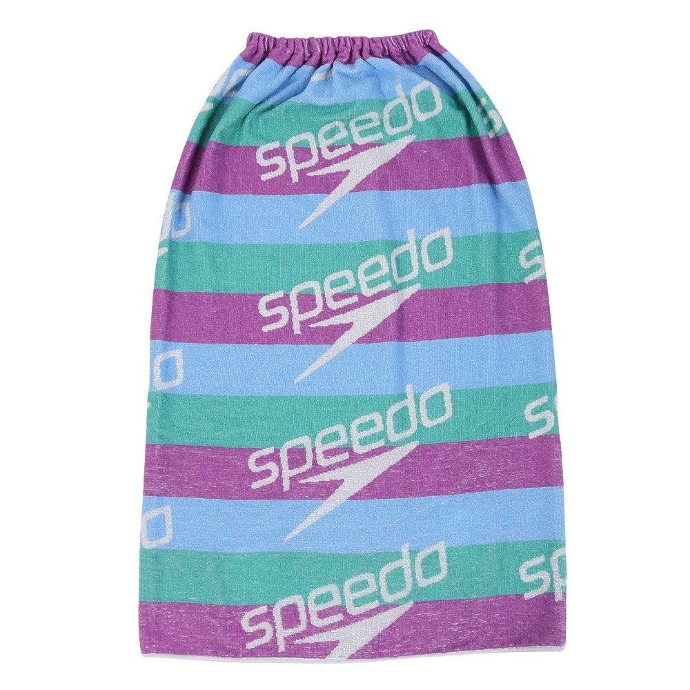 スピード（SPEEDO）（メンズ、レディース、キッズ）スイムタオル 水泳 タオル スタックボーダーラップタオル パープル SE62501 PU 巻きタオル  プールタオル