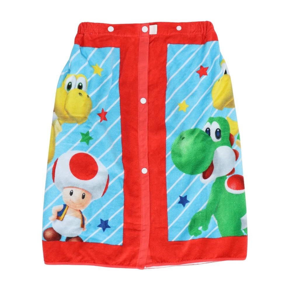 丸眞ユニ（キッズ）巻タオル 水泳 スーパーマリオ マリオ ルイージ フレッシュメンバーズ 60cm丈  4525003700 紫外線防止 ネームタグ ポンチョ 吸水速乾