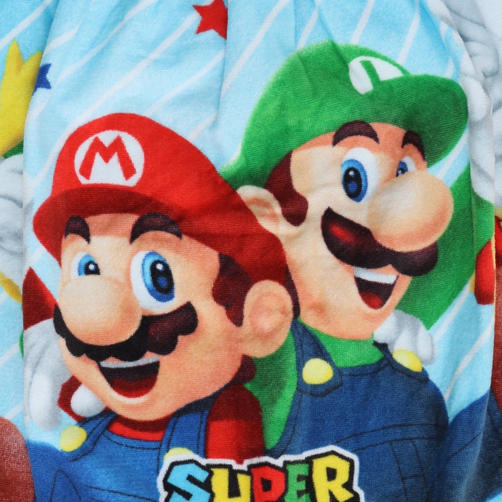 丸眞ユニ（キッズ）巻タオル 水泳 スーパーマリオ マリオ ルイージ フレッシュメンバーズ 60cm丈  4525003700 紫外線防止 ネームタグ ポンチョ 吸水速乾