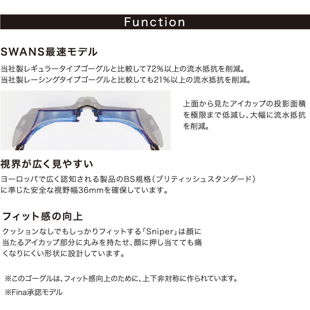 スワンズ（SWANS）（メンズ）水泳 ゴーグルノンクッションゴーグル SR-10M EMSK