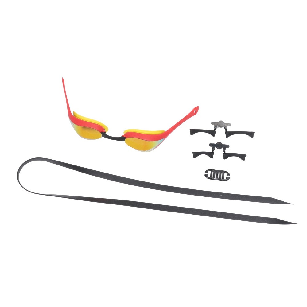 アリーナ（ARENA）（メンズ、レディース）水泳 ゴーグル レーシングゴーグル ミラーレンズ コブラウルトラ WA承認モデル 赤×黄 AS5SGG02U RDYL