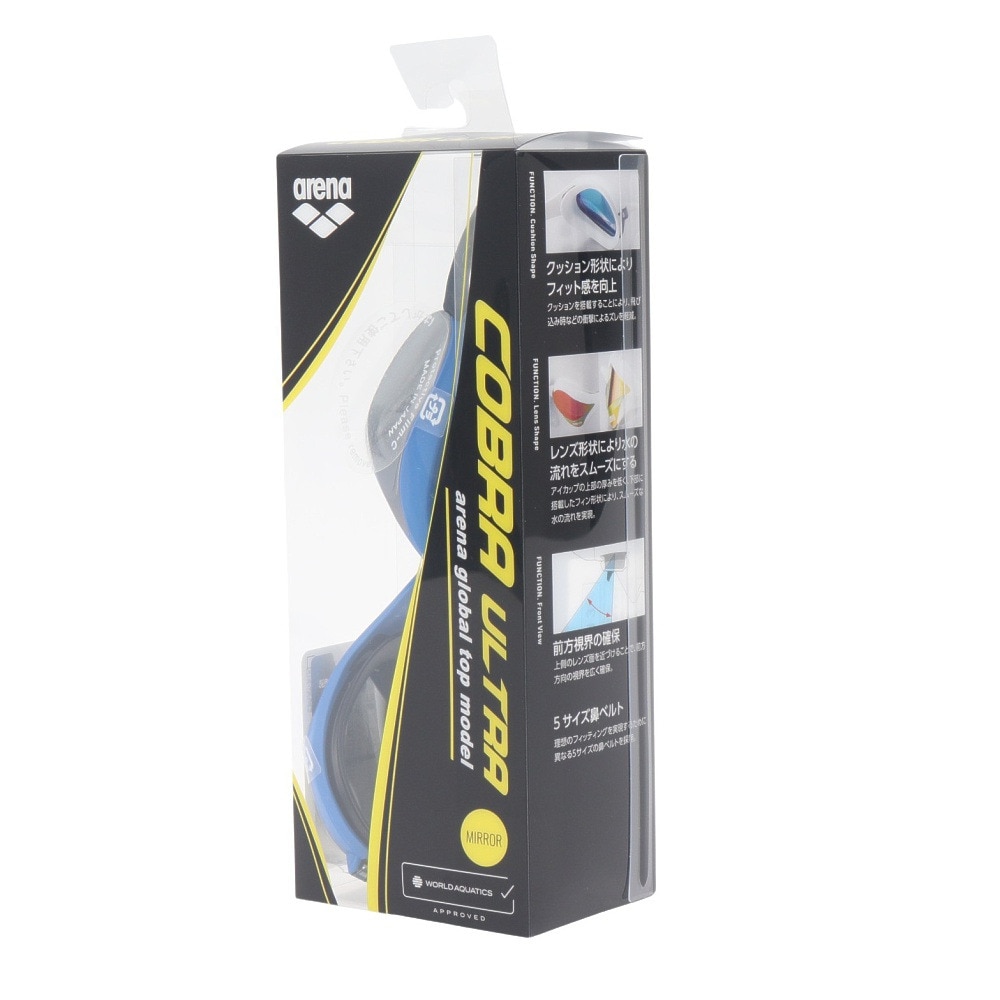 アリーナ（ARENA）（メンズ、レディース）水泳 ゴーグル レーシングゴーグル ミラーレンズ コブラウルトラ WA承認モデル シルバー×青 AS5SGG02U SLBL
