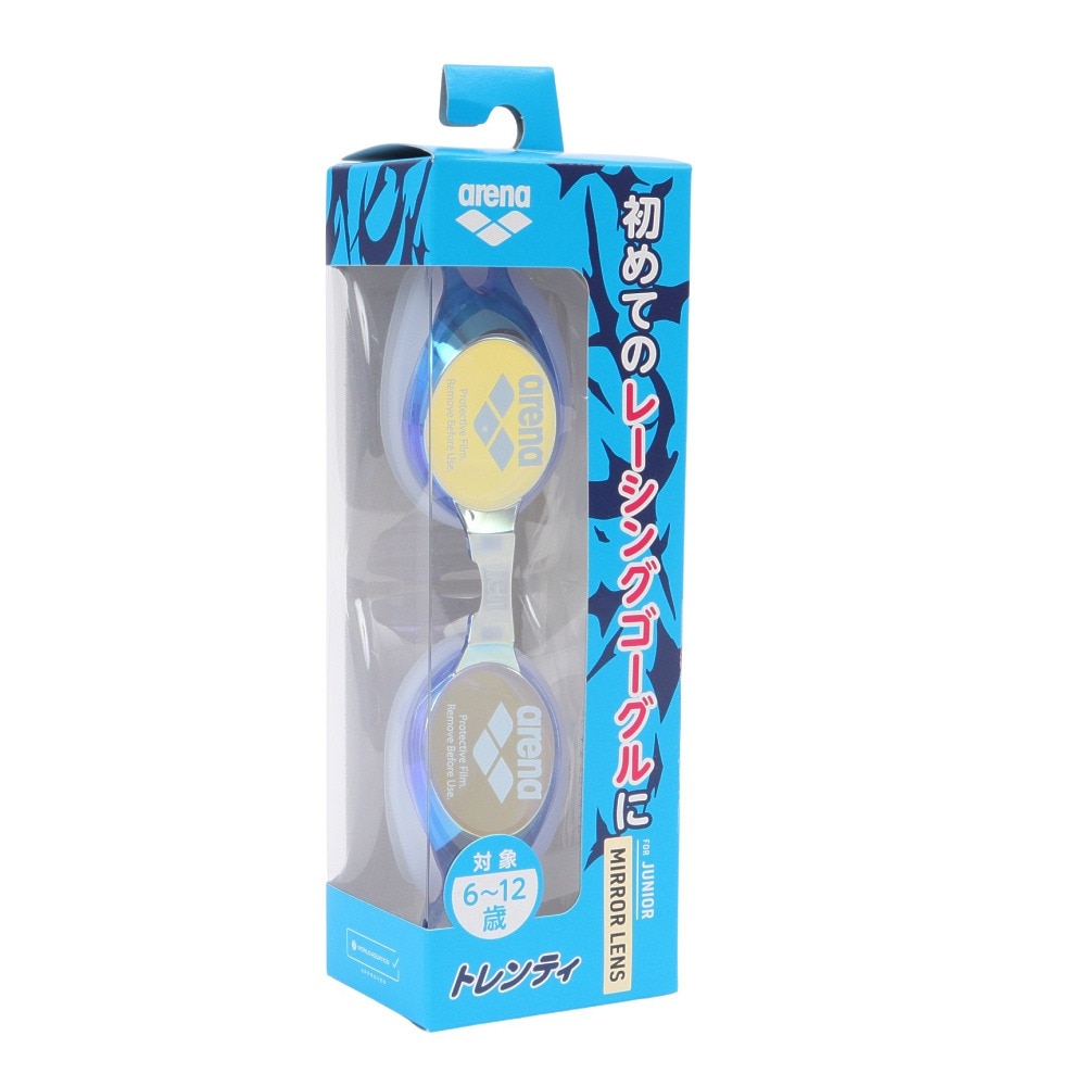 アリーナ（ARENA）（キッズ）ゴーグル 水泳 ジュニア トレンティ ミラーレンズ WA承認モデル AS5SGG70J BLYL 外れ防止 公式大会 シリコーン ミラー加工 学生