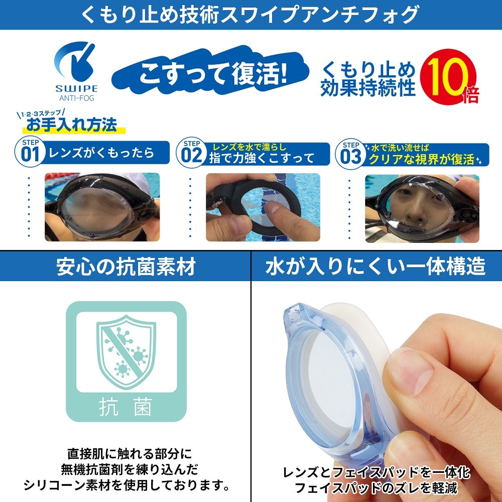 ビュー（VIEW）（メンズ、レディース）水泳 度付きゴーグルレンズ スモーク -2.0～-10 VC580SA SK 度付きスイムゴーグル レンズのみ （パーツキット VPS570用）    