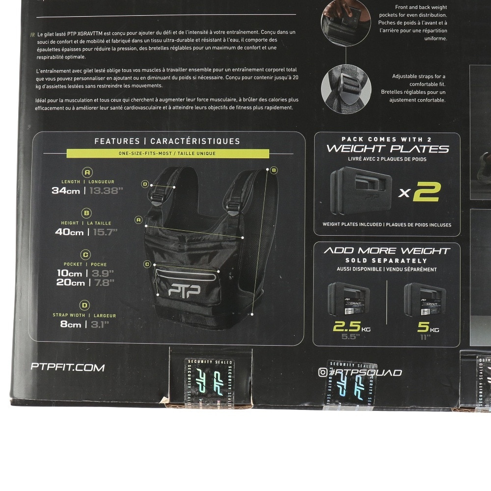 PTP（PTP）（メンズ、レディース）XGRAVT ベストコンボ 5kg ウエイトベスト ウエイトジャケット