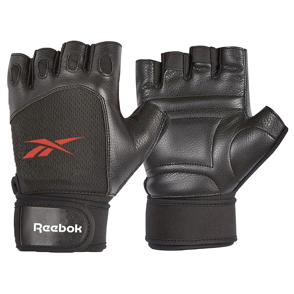 リーボック（REEBOK）（メンズ、レディース）グローブ Fitness リフティンググローブ Mサイズ 黒 18-19cm RAGB-15614 トレーニンググローブ 滑り止め 