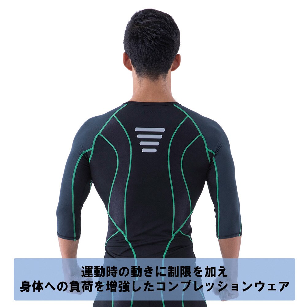 ザ・ワープ・バイ・エネーレ（The Warp By Ennerre）（メンズ）マッスルメーカー 1.5 コンプレッションウェア 3/4スリーブ WB38JT01 BK/GR オンライン価格