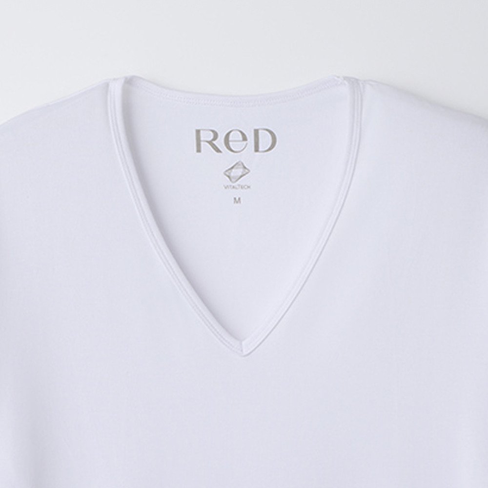 レッド（RED）（メンズ）リカバリーウェア Vネックインナー長袖 白