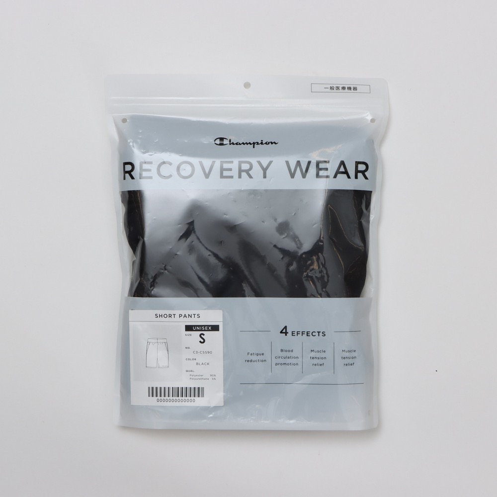 チャンピオン（CHAMPION）（メンズ、レディース）リカバリーウェア RECOVERY ショーツ 黒 S-LLサイズ C3-CS590 090 ショートパンツ 一般医療機器