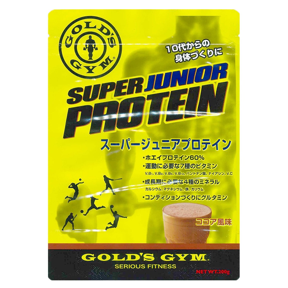 ゴールドジム（GOLD'S GYM）（キッズ）スーパージュニアプロテイン ホエイプロテイン ココア風味 200g F8400 計量スプーン付