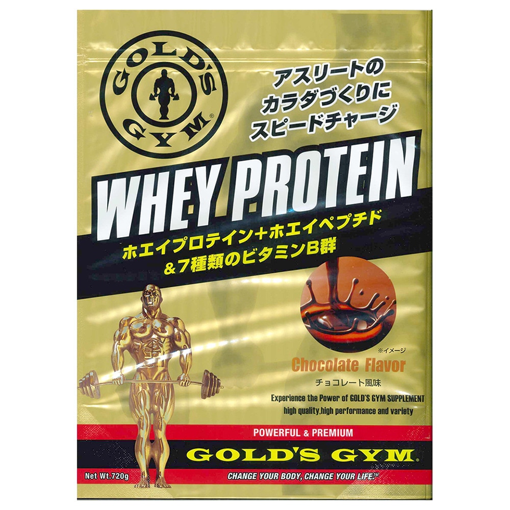 ゴールドジム（GOLD'S GYM）（メンズ）ホエイプロテイン ホエイペプチド 7種類のビタミンB群チョコレート風味 720g F5572 計量スプーン付