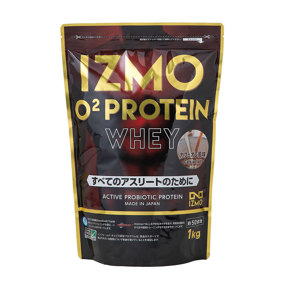 IZMO O2 プロテイン ホエイ100 乳酸菌 マルチビタミン配合 ヴィニトロクス配合 カフェオレ風味 1000g 約50食入 ＦＦ 0 ストリート系ス..