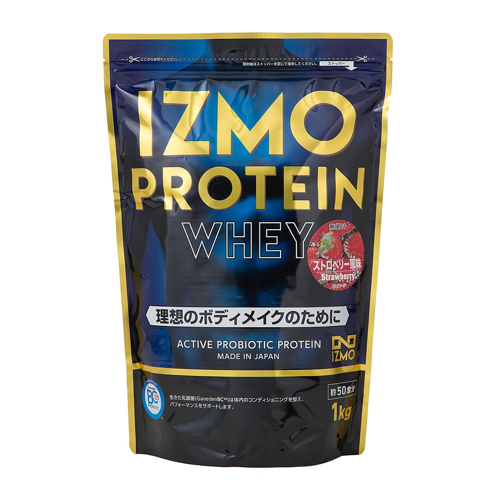 IZMO プロテイン ホエイ100 乳酸菌配合 筋トレ たんぱく質 ストロベリー風味 1000g 約50食入