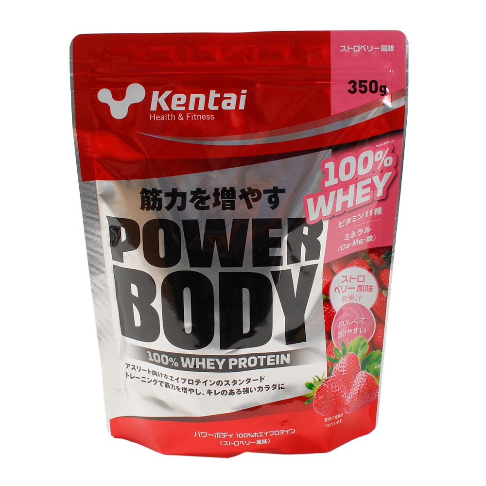 ケンタイ（Kentai）（メンズ、レディース）パワーボディ 100%ホエイプロテイン ストロベリー風味 K146 350g ビタミン ミネラル  クエン酸 葉酸 スポーツ用品はスーパースポーツゼビオ