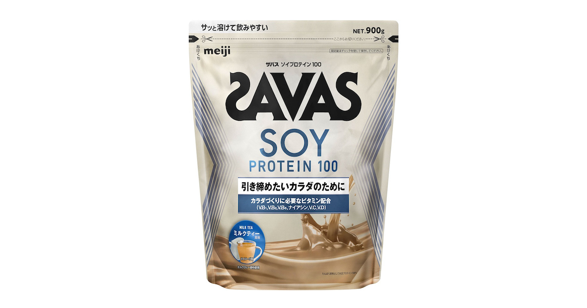 爆売りセール開催中 ザバス SAVAS メンズ レディース ソイプロテイン100 4種のビタミンB群 ビタミンC配合 ビタミンD配合 ミルクティー風味  900g CZ7475 プロテイン