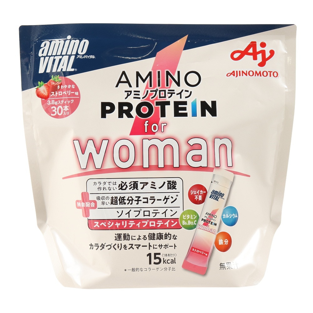 アミノバイタル（amino VITAL）（メンズ、レディース）アミノバイタル アミノプロテイン for woman ストロベリー味 30本入 ソイプロテイン アミノ酸 コラーゲン