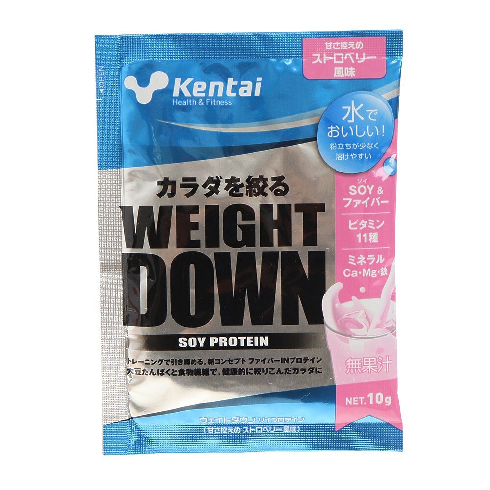 健康体力（Kentai）（メンズ、レディース）ウェイトダウン ソイプロテイン ストロベリー風味 10g 約1食入 K1542 ファイバーイン ビタミン ミネラル 