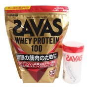 ザバス（SAVAS）（メンズ、レディース）ココア味 980g 約35食入 ホエイプロテイン100 シェイカー 1つ付き 2600011
