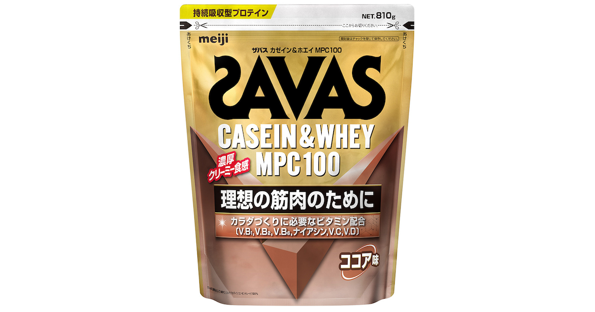 ザバス（SAVAS）（メンズ、レディース）ココア味+810g 約27回分 カゼインホエイ MPC100 4種のビタミンB群 ビタミンC  ビタミンD配合 2631561 スポーツ用品はスーパースポーツゼビオ