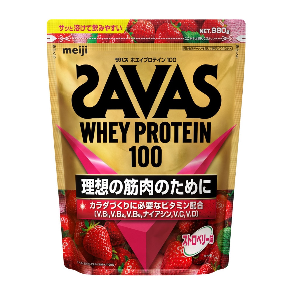 ザバス（SAVAS）（メンズ、レディース）ホエイプロテイン100 ストロベリー味 980g 約35回分 2633079