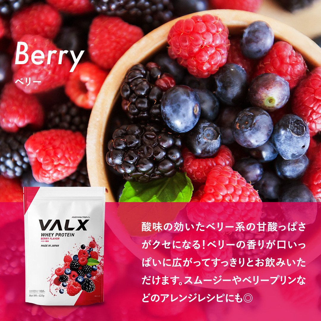 バルクス（VALX）（メンズ、レディース）バルクスホエイプロテイン ベリー風味 420g VALXホエイプロテイン ベリー タンパク質 運動 スポーツ筋トレ 