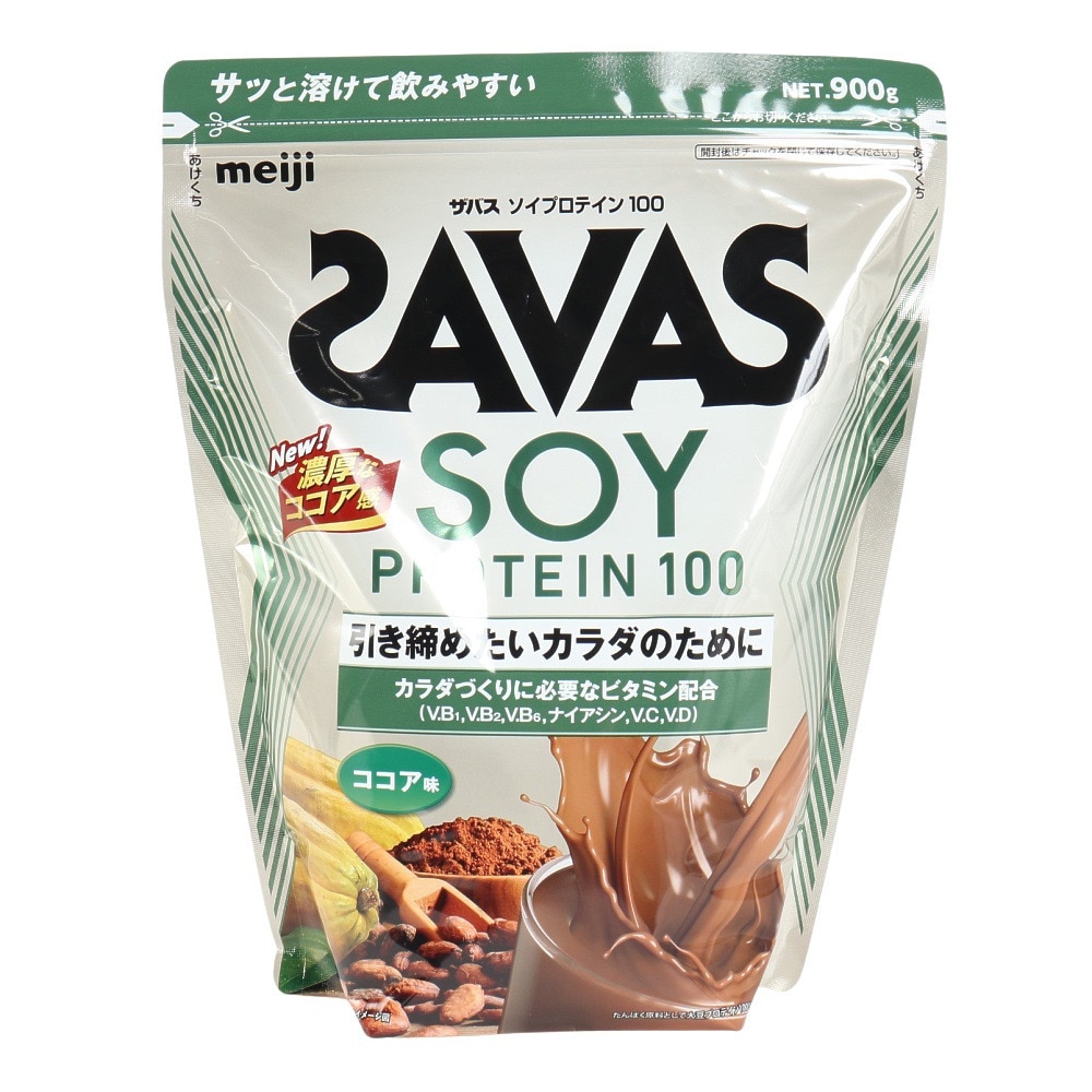 ザバス（SAVAS）（メンズ、レディース）ソイプロテイン100 ココア味 900g オリジナルシリコンブラシ付 2600040 プロテイン タンパク質 大豆プロテイン
