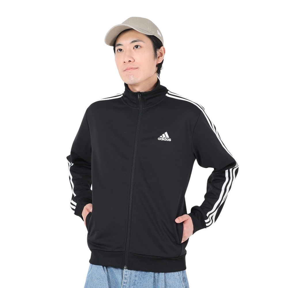 アディダス（adidas）（メンズ）ジャージ ジャケット ブラック 黒 レギュラーフィット ダブルニット トラックトップ BXF58-IA9378 