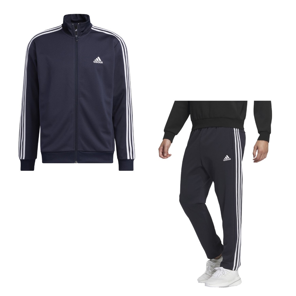 アディダス（adidas）（メンズ）ジャージ 上下セット スリーストライプス レギュラーフィット ダブルニット トラックトップ  BXF58-IA9447/BXF59-IA9379