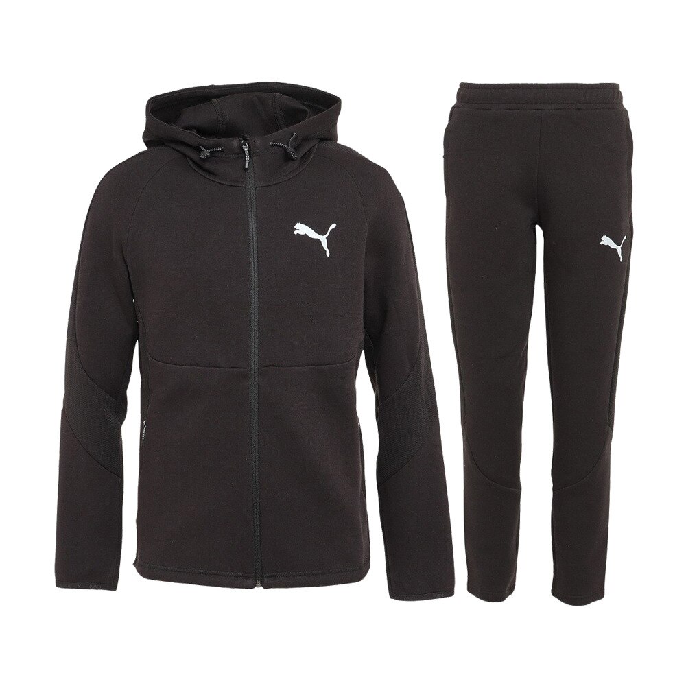 プーマ（PUMA）（メンズ）ジャージ 上下セット メンズ EVOSTRIPE フルジップ フーディー 675626 01 BLK/523537 01 BLK