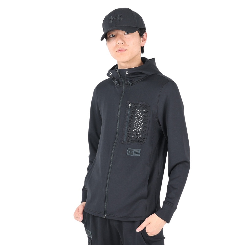 アンダーアーマー（UNDER ARMOUR）（メンズ）ジャージ ジャケット スプリング ニット フルジップ フーディー 1384811 001 ブラック