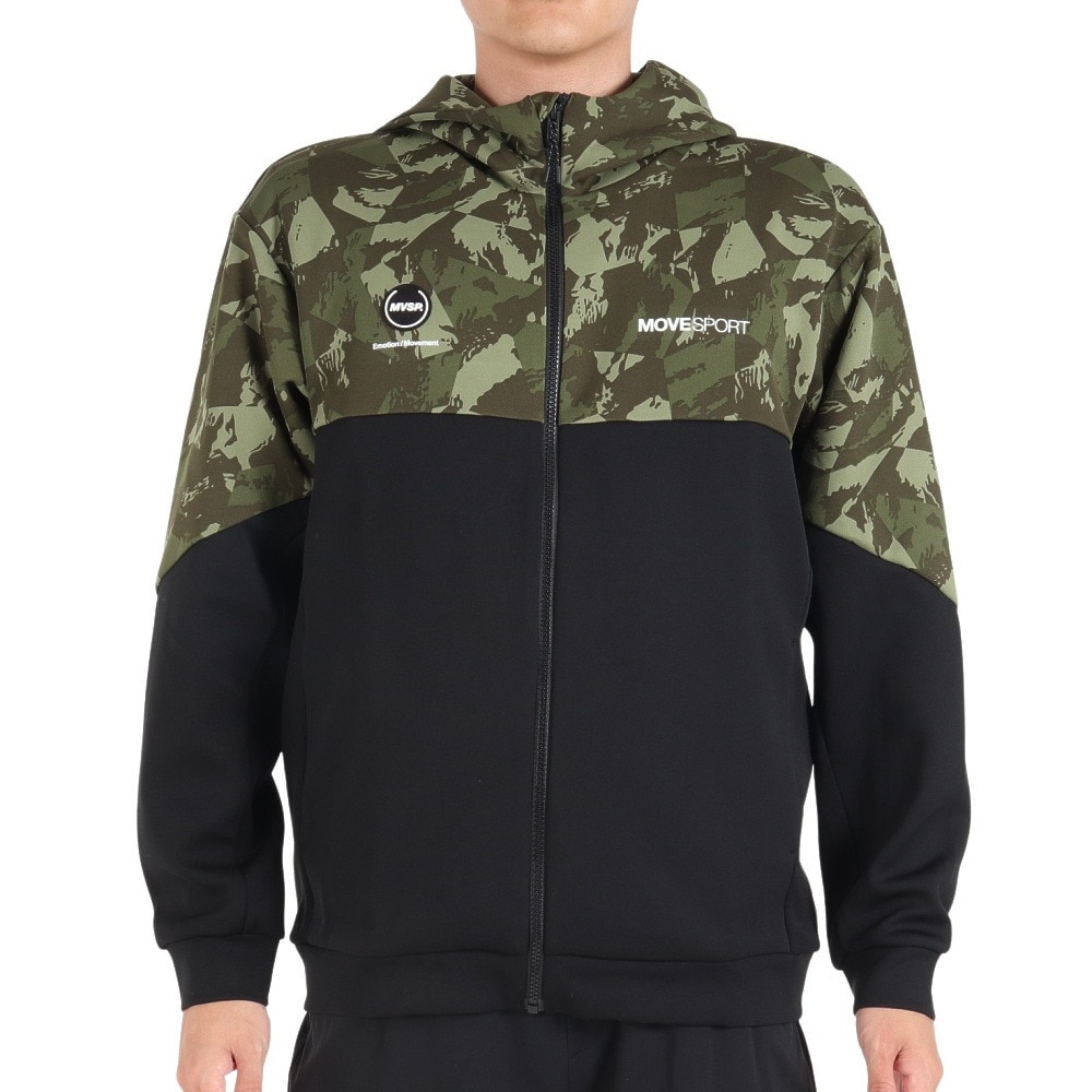 デサント（DESCENTE）（メンズ）総柄グラフィック フードロゴ フルジップフーディー DMMWJF23 KHBK