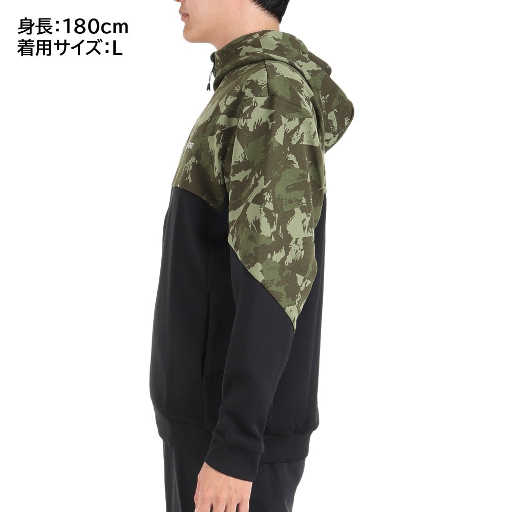 デサント（DESCENTE）（メンズ）総柄グラフィック フードロゴ フルジップフーディー DMMWJF23 KHBK