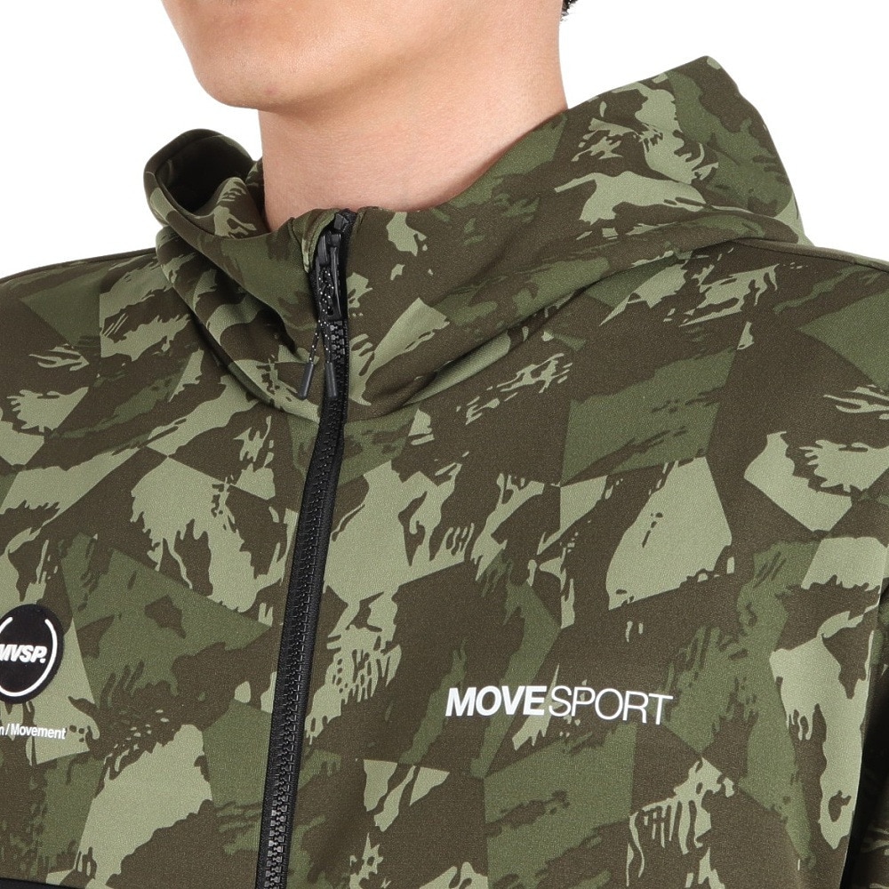 デサント（DESCENTE）（メンズ）総柄グラフィック フードロゴ フルジップフーディー DMMWJF23 KHBK