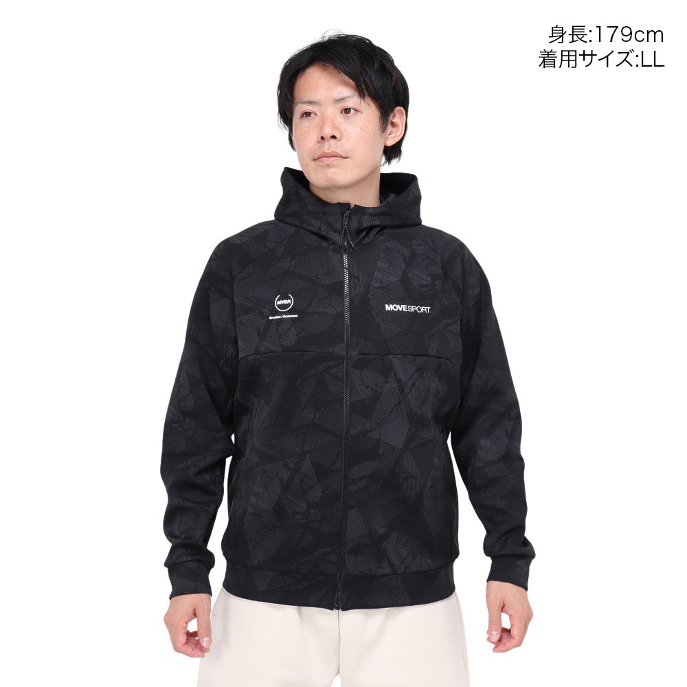 デサント（DESCENTE）（メンズ）S.F.TECH SHIELD 総柄フルジップフーディー ST4FSW44M BKBK