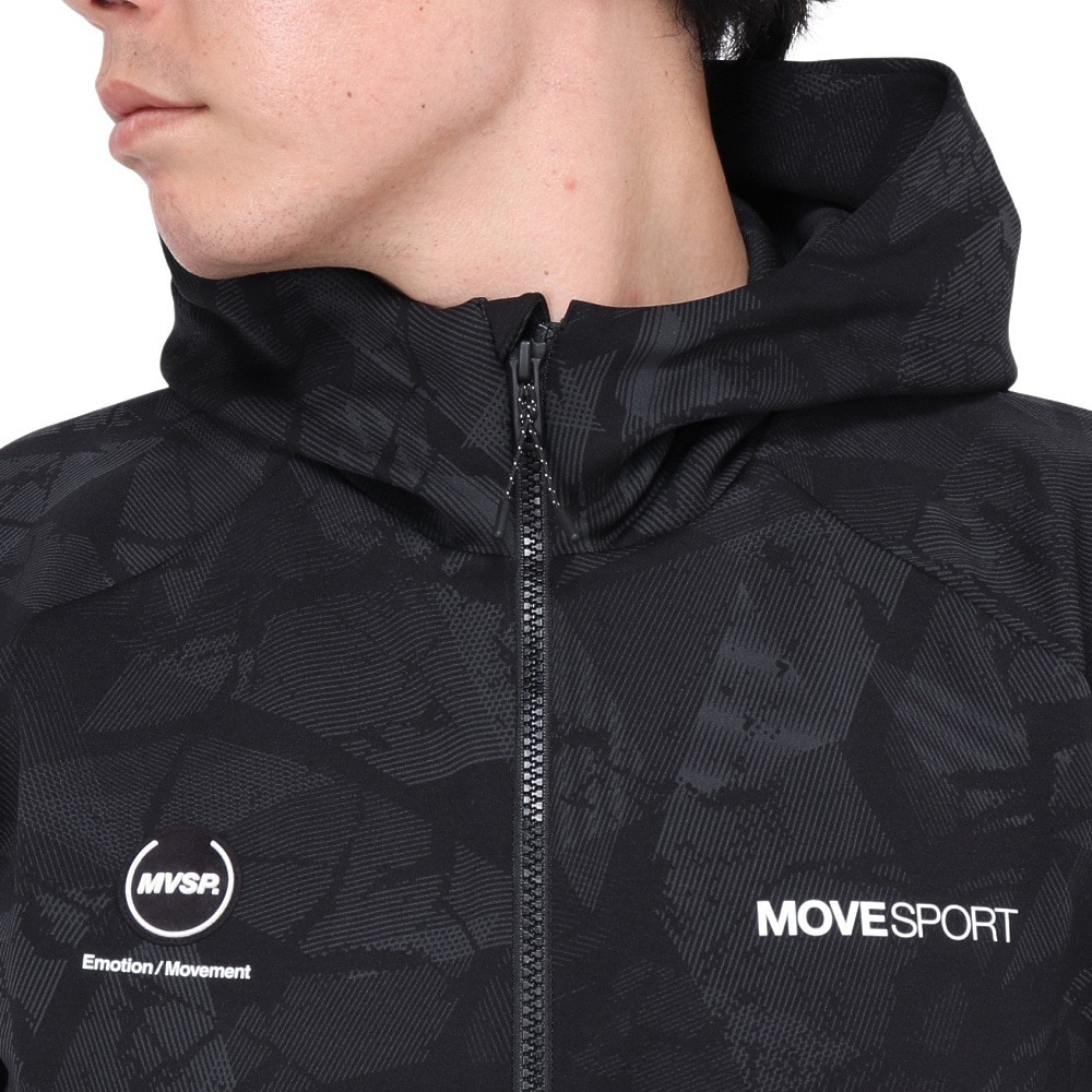 デサント（DESCENTE）（メンズ）S.F.TECH SHIELD 総柄フルジップフーディー ST4FSW44M BKBK