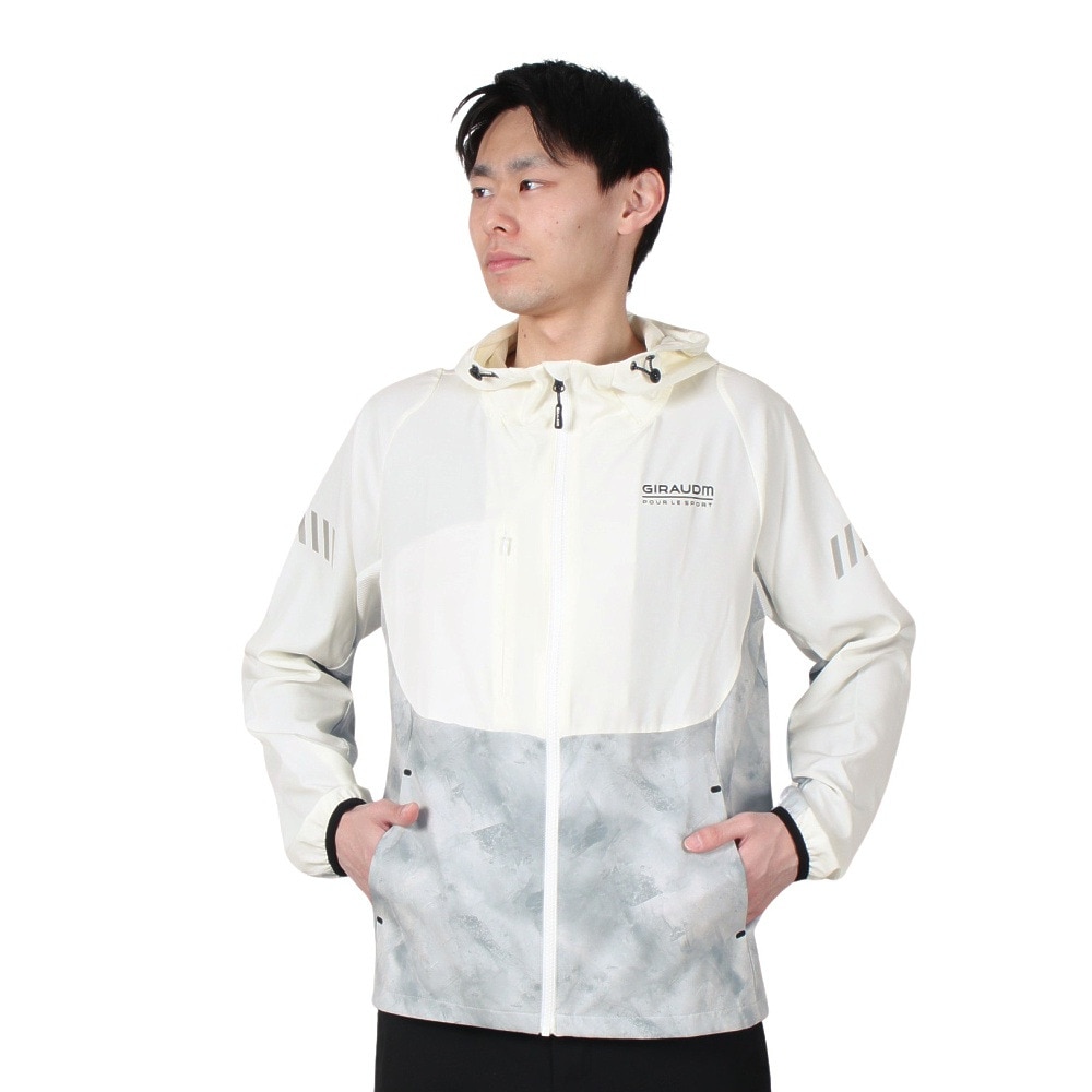  洗っても機能が続く UVカット 撥水 絶耐撥水 UV ジャージ ストレッチクロス ジャケット 851GM1SD6748 WHT