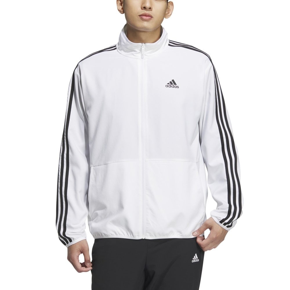 アディダス（adidas）（メンズ）ジャケット ホワイト 白 スリーストライプス レギュラーフィット ライトウーブントラックトップ BXF54-IA9376