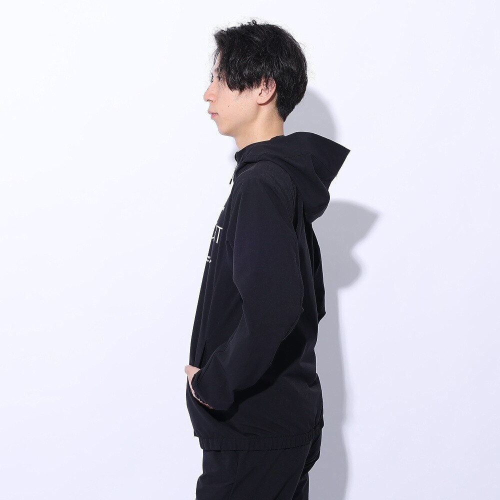 デサント（DESCENTE）（メンズ、レディース）ジャケット 撥水 ブラック 黒 スパンライク オーセンティックロゴ フルジップフーディー DMMXJF10 BK