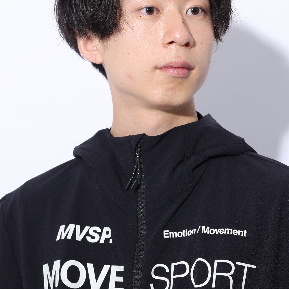 デサント（DESCENTE）（メンズ、レディース）ジャケット 撥水 ブラック 黒 スパンライク オーセンティックロゴ フルジップフーディー DMMXJF10 BK