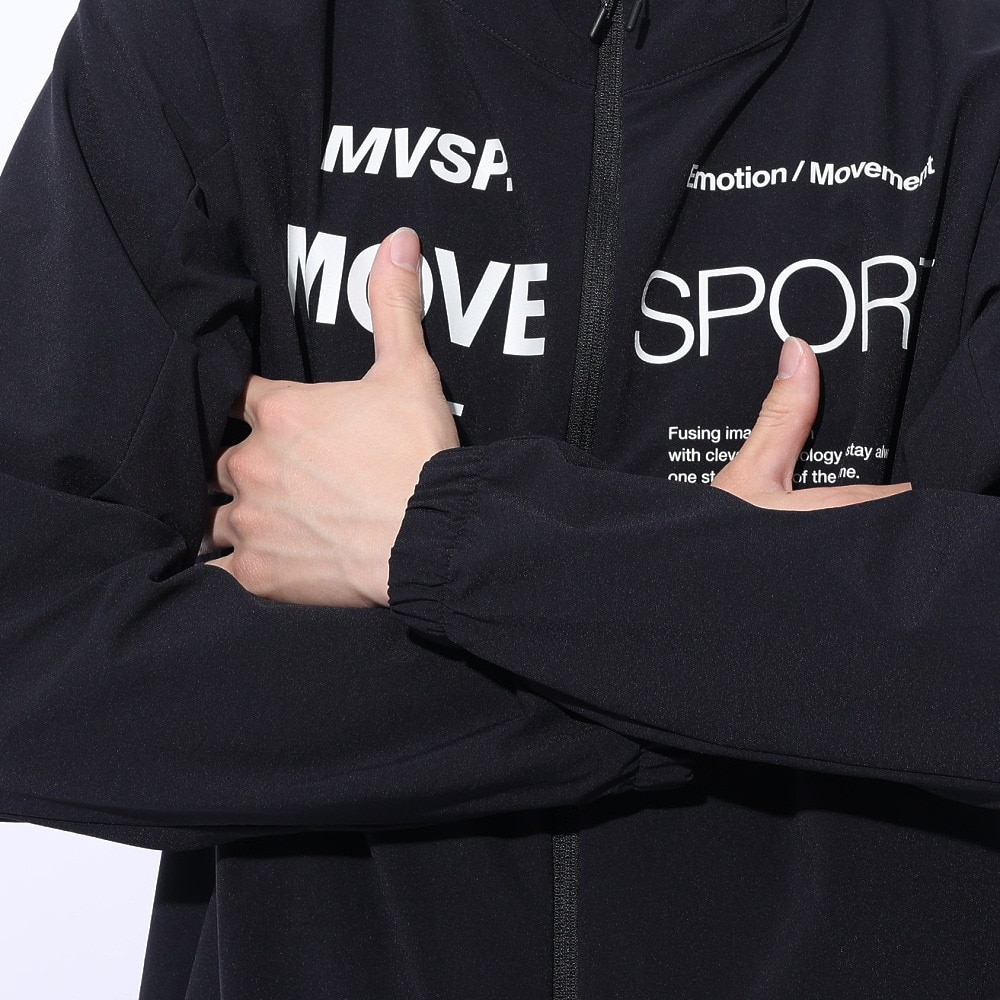 デサント（DESCENTE）（メンズ、レディース）ジャケット 撥水 ブラック 黒 スパンライク オーセンティックロゴ フルジップフーディー DMMXJF10 BK