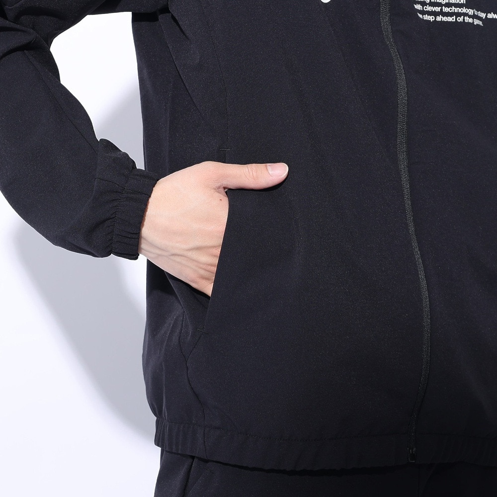 デサント（DESCENTE）（メンズ、レディース）ジャケット 撥水 ブラック 黒 スパンライク オーセンティックロゴ フルジップフーディー DMMXJF10 BK