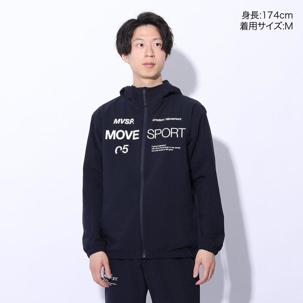 デサント（DESCENTE）（メンズ、レディース）ジャケット 撥水 ネイビー スパンライク オーセンティックロゴ フルジップフーディー DMMXJF10 NV